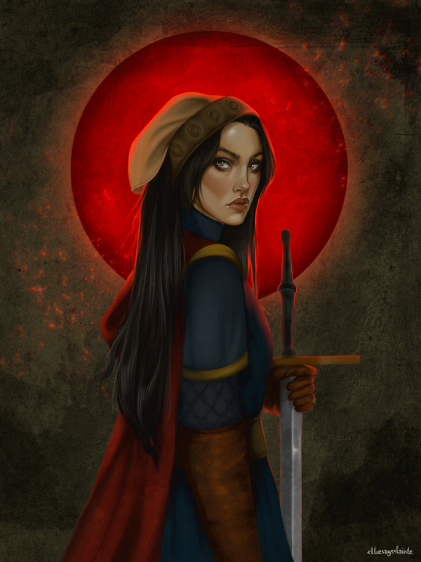 Warrior with red moon